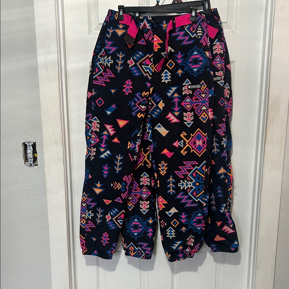 Columbia Black and Pink Geometric winter trainer/track Pants-TWO PAIR, size M